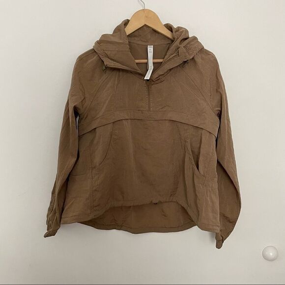 LuluLemon Seek Vistas Brown 1/2 Zip Nylon Hoodie Pullover Jacket in XS/S - Picture 5 of 11